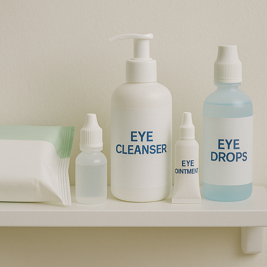 Safe eye product management for blepharitis